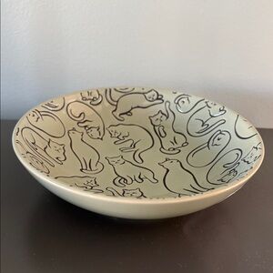 Cat Bowl Stoneware with embossed graphics - brand new